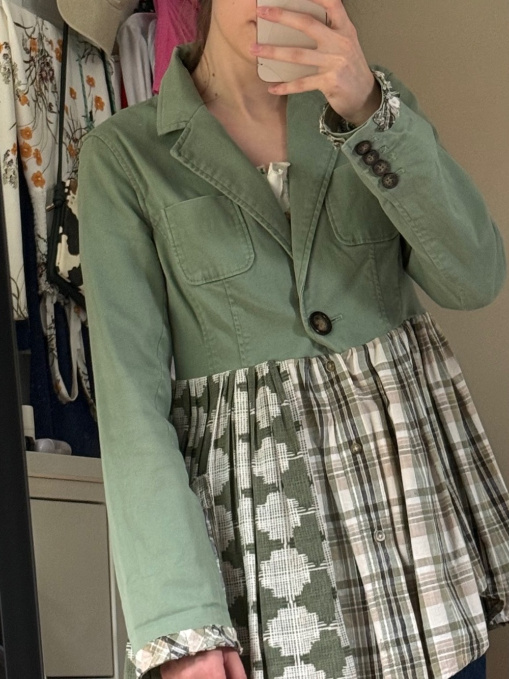 Light Green Handmade Vintage Looking Jacket - Picture 3 of 7